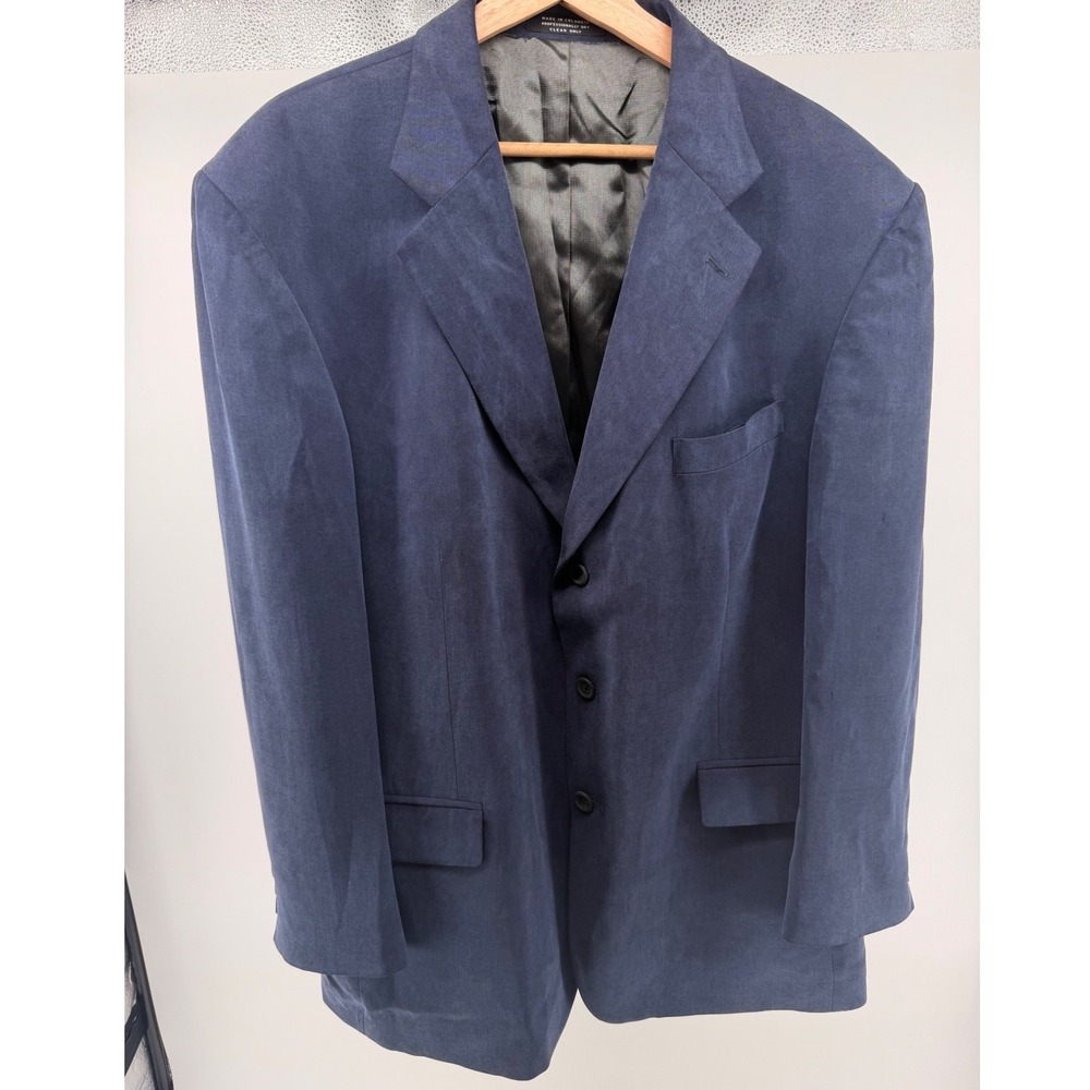 Oscar de la Renta Mens Navy Blue 44R Tencel Lyocell Blazer Sport Coat 0785